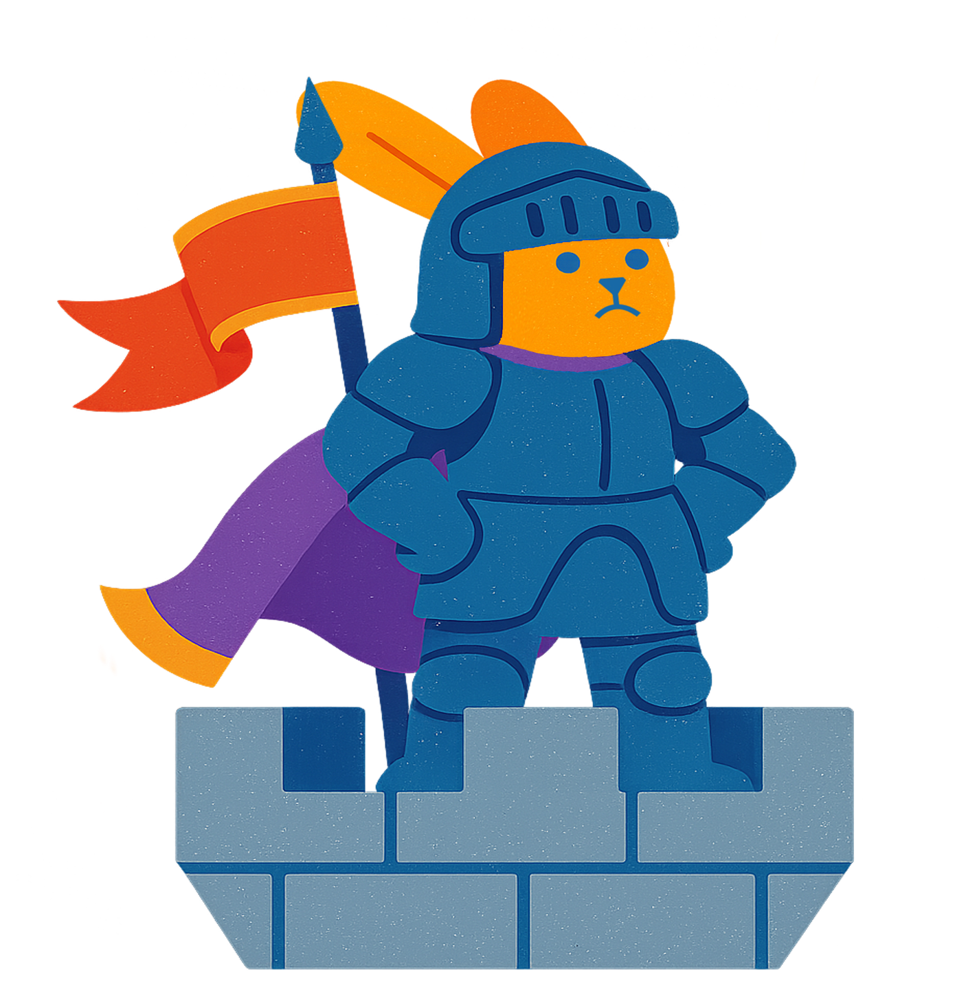 Bunny knight standing on the castle battlements